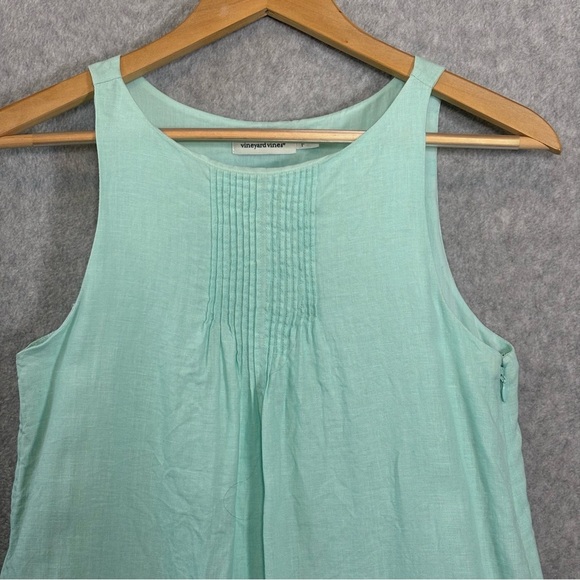 Vineyard Vines Linen Pintuck Cisco Swing Sleeveless Dress-Crystal Blue-Women 2 - Picture 1 of 4